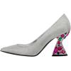 imageFSJ Women Gorgeous Crystal Gemstone Heel Pumps Pointed Toe Slip On Chunky Block Heels with Rhinestones for Bridal Party Wedding Dress Shoes Size 416 USSilver Glitter