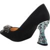 imageFSJ Women Gorgeous Crystal Gemstone Heel Pumps Pointed Toe Slip On Chunky Block Heels with Rhinestones for Bridal Party Wedding Dress Shoes Size 416 USBlack Suede Bows