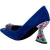 imageFSJ Women Gorgeous Crystal Gemstone Heel Pumps Pointed Toe Slip On Chunky Block Heels with Rhinestones for Bridal Party Wedding Dress Shoes Size 416 USBlue Suede