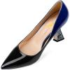 imageFSJ Women Gorgeous Crystal Gemstone Heel Pumps Pointed Toe Slip On Chunky Block Heels with Rhinestones for Bridal Party Wedding Dress Shoes Size 416 USBlue Gradient