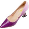 imageFSJ Women Gorgeous Crystal Gemstone Heel Pumps Pointed Toe Slip On Chunky Block Heels with Rhinestones for Bridal Party Wedding Dress Shoes Size 416 USPurple Gradient
