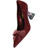 imageFSJ Women Gorgeous Crystal Gemstone Heel Pumps Pointed Toe Slip On Chunky Block Heels with Rhinestones for Bridal Party Wedding Dress Shoes Size 416 USRed Suede