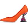 imageFSJ Women Gorgeous Crystal Gemstone Heel Pumps Pointed Toe Slip On Chunky Block Heels with Rhinestones for Bridal Party Wedding Dress Shoes Size 416 USOrange
