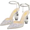 imageFSJ Women Bridal Heeled Sandals Pointy Toe Crystal Chain Ankle Strap Pumps Luxury Rhinestone Embellished Chunky Heels Wedding Party Dress Shoes Size 416 USBling Rhinestones
