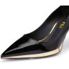 imageFSJ Women Classic Gold Chain Chunky Heel Pumps Pointed Toe Slip On High Heel Ladies Office Fashion Comfy Evening Shoes Size 416 USBlack