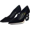 imageFSJ Women Classic Gold Chain Chunky Heel Pumps Pointed Toe Slip On High Heel Ladies Office Fashion Comfy Evening Shoes Size 416 USBlack Velvet