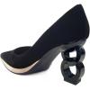 imageFSJ Women Classic Gold Chain Chunky Heel Pumps Pointed Toe Slip On High Heel Ladies Office Fashion Comfy Evening Shoes Size 416 USBlack Velvet