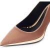 imageFSJ Women Classic Gold Chain Chunky Heel Pumps Pointed Toe Slip On High Heel Ladies Office Fashion Comfy Evening Shoes Size 416 USFlesh Pink Velvet