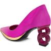 imageFSJ Women Classic Gold Chain Chunky Heel Pumps Pointed Toe Slip On High Heel Ladies Office Fashion Comfy Evening Shoes Size 416 USFuchsia