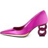 imageFSJ Women Classic Gold Chain Chunky Heel Pumps Pointed Toe Slip On High Heel Ladies Office Fashion Comfy Evening Shoes Size 416 USFuchsia