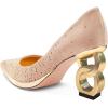 imageFSJ Women Classic Gold Chain Chunky Heel Pumps Pointed Toe Slip On High Heel Ladies Office Fashion Comfy Evening Shoes Size 416 USGolden Rhinestone