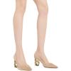 imageFSJ Women Classic Gold Chain Chunky Heel Pumps Pointed Toe Slip On High Heel Ladies Office Fashion Comfy Evening Shoes Size 416 USGolden Rhinestone