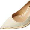 imageFSJ Women Classic Gold Chain Chunky Heel Pumps Pointed Toe Slip On High Heel Ladies Office Fashion Comfy Evening Shoes Size 416 USOyster White