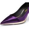 imageFSJ Women Classic Gold Chain Chunky Heel Pumps Pointed Toe Slip On High Heel Ladies Office Fashion Comfy Evening Shoes Size 416 USPurple