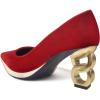 imageFSJ Women Classic Gold Chain Chunky Heel Pumps Pointed Toe Slip On High Heel Ladies Office Fashion Comfy Evening Shoes Size 416 USRed Velvet