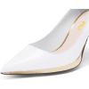imageFSJ Women Classic Gold Chain Chunky Heel Pumps Pointed Toe Slip On High Heel Ladies Office Fashion Comfy Evening Shoes Size 416 USWhite