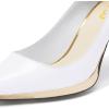 imageFSJ Women Classic Gold Chain Chunky Heel Pumps Pointed Toe Slip On High Heel Ladies Office Fashion Comfy Evening Shoes Size 416 USWhite Heel