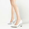 imageFSJ Women Classic Gold Chain Chunky Heel Pumps Pointed Toe Slip On High Heel Ladies Office Fashion Comfy Evening Shoes Size 416 USWhite Heel