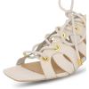 imageFSJ Women Classic Open Toe Special Kitten Low Heel Sandals Lace Up Cutout Summer Dress Casual Slide Mules Size 415 USBeige