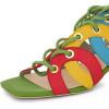 imageFSJ Women Classic Open Toe Special Kitten Low Heel Sandals Lace Up Cutout Summer Dress Casual Slide Mules Size 415 USColorful2