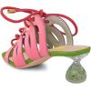 imageFSJ Women Classic Open Toe Special Kitten Low Heel Sandals Lace Up Cutout Summer Dress Casual Slide Mules Size 415 USPink