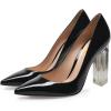 imageFSJ Women Clear High Heel Closed Pointed Toe Pumps Elegant Slip On Chunky Block Heel Ladies Bridal Wedding Party Dress Shoes Size 415 USBlack