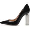 imageFSJ Women Clear High Heel Closed Pointed Toe Pumps Elegant Slip On Chunky Block Heel Ladies Bridal Wedding Party Dress Shoes Size 415 USBlack