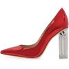 imageFSJ Women Clear High Heel Closed Pointed Toe Pumps Elegant Slip On Chunky Block Heel Ladies Bridal Wedding Party Dress Shoes Size 415 USRed