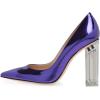 imageFSJ Women Clear High Heel Closed Pointed Toe Pumps Elegant Slip On Chunky Block Heel Ladies Bridal Wedding Party Dress Shoes Size 415 USSlateblue