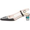 imageFSJ Women Fashion Square Toe Pumps Rhinestones Chunky Low Heel Cutout Slingback Sandals Shoes Size 415 USBlack 1