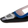 imageFSJ Women Fashion Square Toe Pumps Rhinestones Chunky Low Heel Cutout Slingback Sandals Shoes Size 415 USBlack Blue 1
