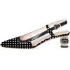 imageFSJ Women Fashion Square Toe Pumps Rhinestones Chunky Low Heel Cutout Slingback Sandals Shoes Size 415 USBlack Polka Dot