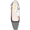 imageFSJ Women Fashion Square Toe Pumps Rhinestones Chunky Low Heel Cutout Slingback Sandals Shoes Size 415 USBlack Stripe