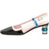 imageFSJ Women Fashion Square Toe Pumps Rhinestones Chunky Low Heel Cutout Slingback Sandals Shoes Size 415 USBlack White