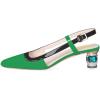 imageFSJ Women Fashion Square Toe Pumps Rhinestones Chunky Low Heel Cutout Slingback Sandals Shoes Size 415 USGreen