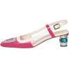 imageFSJ Women Fashion Square Toe Pumps Rhinestones Chunky Low Heel Cutout Slingback Sandals Shoes Size 415 USHot Pink 1
