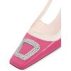 imageFSJ Women Fashion Square Toe Pumps Rhinestones Chunky Low Heel Cutout Slingback Sandals Shoes Size 415 USHot Pink 1