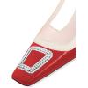 imageFSJ Women Fashion Square Toe Pumps Rhinestones Chunky Low Heel Cutout Slingback Sandals Shoes Size 415 USRed 1