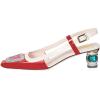 imageFSJ Women Fashion Square Toe Pumps Rhinestones Chunky Low Heel Cutout Slingback Sandals Shoes Size 415 USRed 1