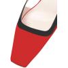 imageFSJ Women Fashion Square Toe Pumps Rhinestones Chunky Low Heel Cutout Slingback Sandals Shoes Size 415 USRed Crystal Heel