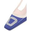 imageFSJ Women Fashion Square Toe Pumps Rhinestones Chunky Low Heel Cutout Slingback Sandals Shoes Size 415 USRoyal Blue 1