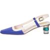 imageFSJ Women Fashion Square Toe Pumps Rhinestones Chunky Low Heel Cutout Slingback Sandals Shoes Size 415 USRoyal Blue