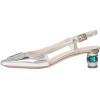 imageFSJ Women Fashion Square Toe Pumps Rhinestones Chunky Low Heel Cutout Slingback Sandals Shoes Size 415 USSilver 1