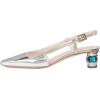 imageFSJ Women Fashion Square Toe Pumps Rhinestones Chunky Low Heel Cutout Slingback Sandals Shoes Size 415 USSilver
