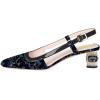 imageFSJ Women Fashion Square Toe Pumps Rhinestones Chunky Low Heel Cutout Slingback Sandals Shoes Size 415 USVintage Flower