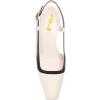 imageFSJ Women Fashion Square Toe Pumps Rhinestones Chunky Low Heel Cutout Slingback Sandals Shoes Size 415 USWhite