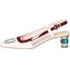 imageFSJ Women Fashion Square Toe Pumps Rhinestones Chunky Low Heel Cutout Slingback Sandals Shoes Size 415 USWine Red 1