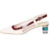 imageFSJ Women Fashion Square Toe Pumps Rhinestones Chunky Low Heel Cutout Slingback Sandals Shoes Size 415 USWine Red
