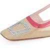imageFSJ Women Fashion Square Toe Pumps Rhinestones Chunky Low Heel Cutout Slingback Sandals Shoes Size 415 USWine Wheat 1