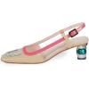 imageFSJ Women Fashion Square Toe Pumps Rhinestones Chunky Low Heel Cutout Slingback Sandals Shoes Size 415 USWine Wheat 1